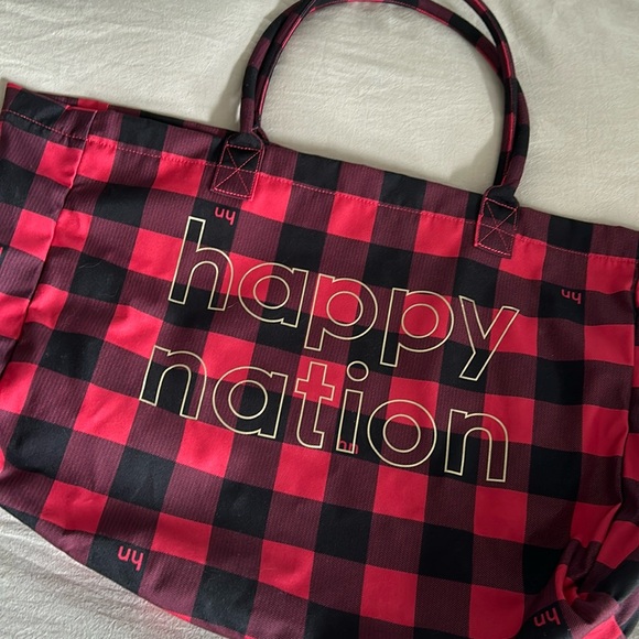 Happy Nation Large Plaid Tote - Picture 1 of 2